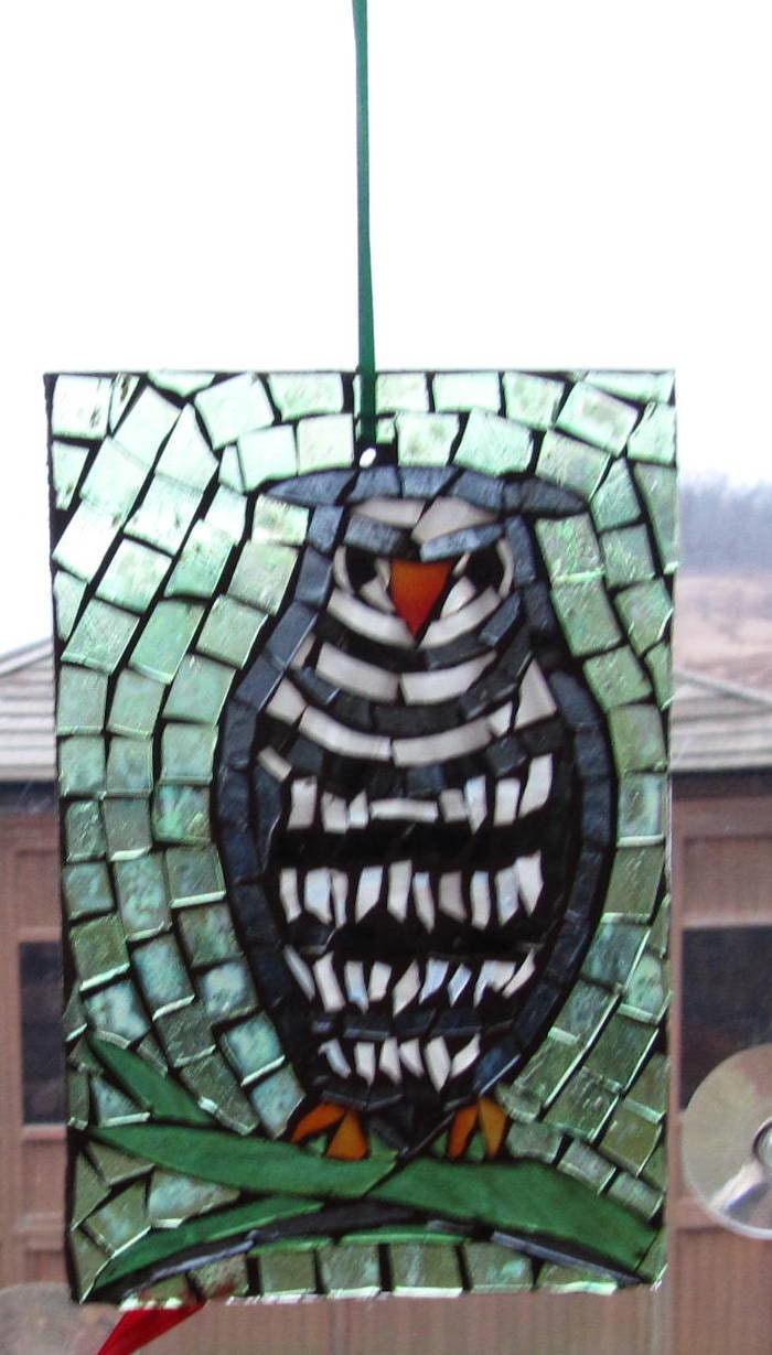 Mosaic Stained Glass OWL SunCatcher or wall Decoration