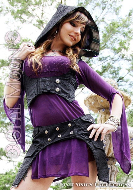 CUSTOM ORDER for Shannon- The NEW Black Brocade Underbust Vest w/ Matching Pocket Belt.