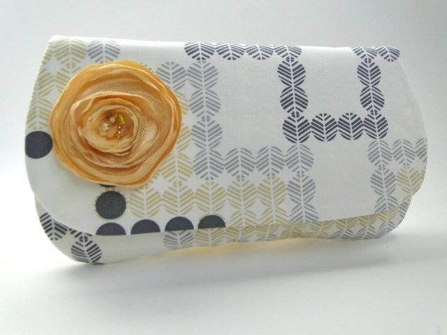 Clutch, Bridesmaids gifts, gray and yellow wedding,