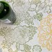 SALE Linen Table Runner Hand block printed Exotic Peony Blossom