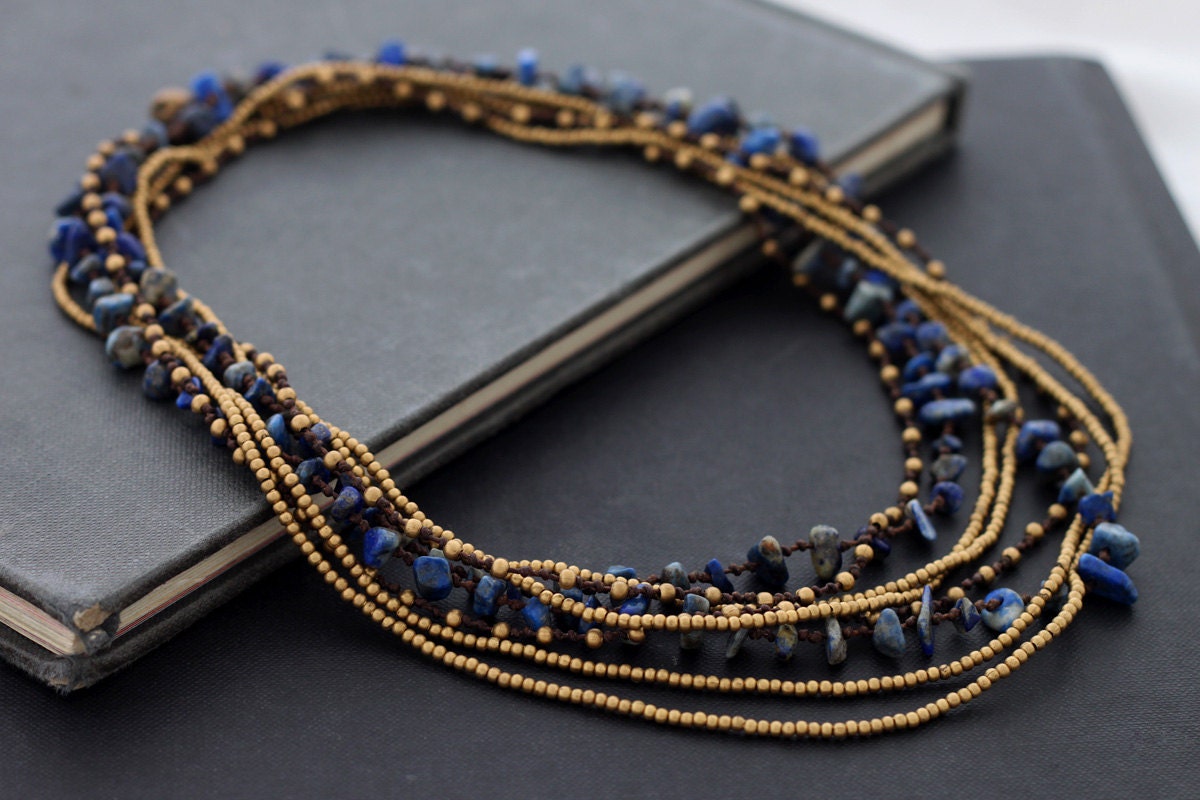 Lapis lazuli Long Wrap Necklace
