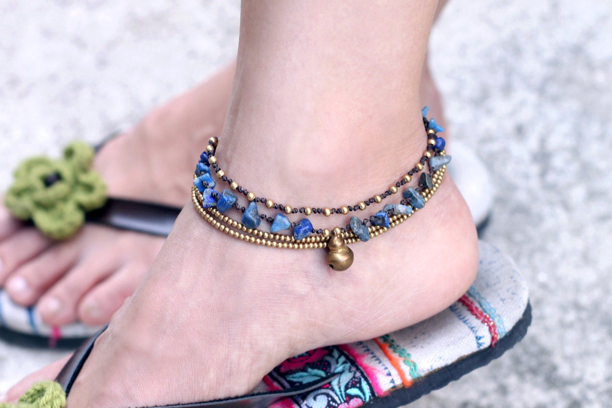 Lapis lazuli Layer Chain Anklet
