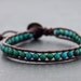 Chrysocolla Brown Leather beaded Bracelet