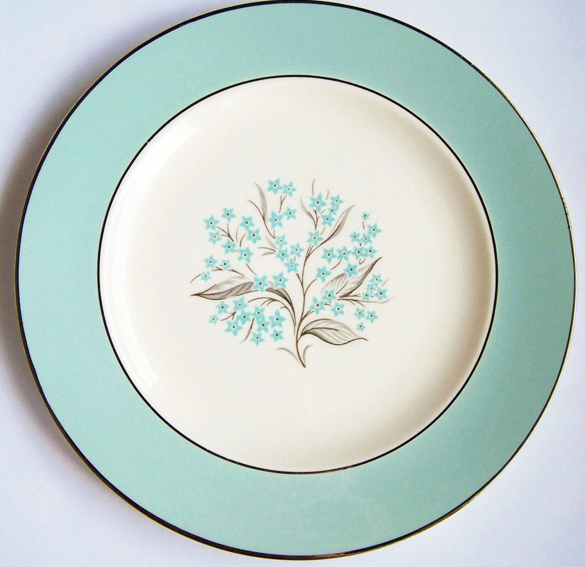 Vintage Sevron Blue Lace China PlatesSalad2 by BusyBree on Etsy