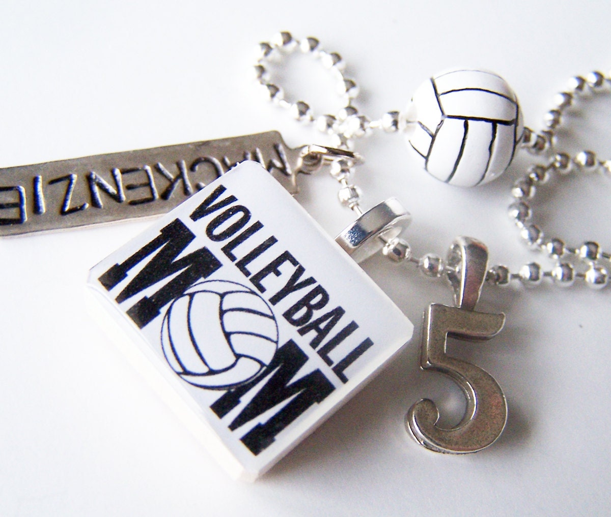VOLLEYBALL MOM Scrabble Tile PENDANT and Chain Only - Charms, Beads, Name Tags Extra