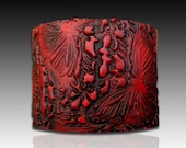 Bold red and black polymer clay cuff bracelet