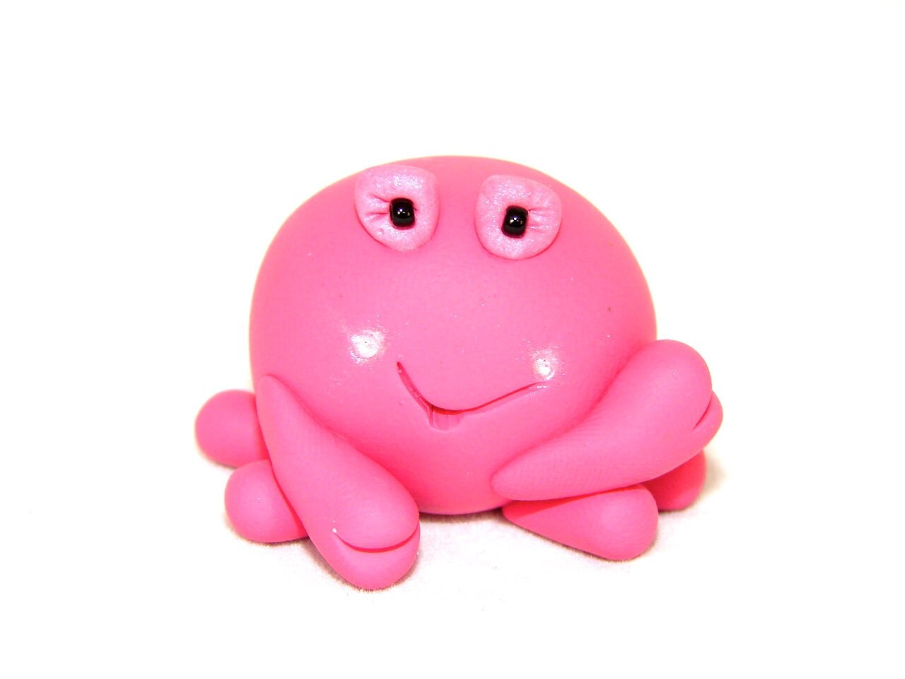 PINK CHUBBY CRAB - Polymer Clay Animal - Summer Chubby Series - Figurine 3 of 12