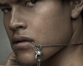 Antique Silver Bird Skull Necklace For Men (24" chain) Made in NYC