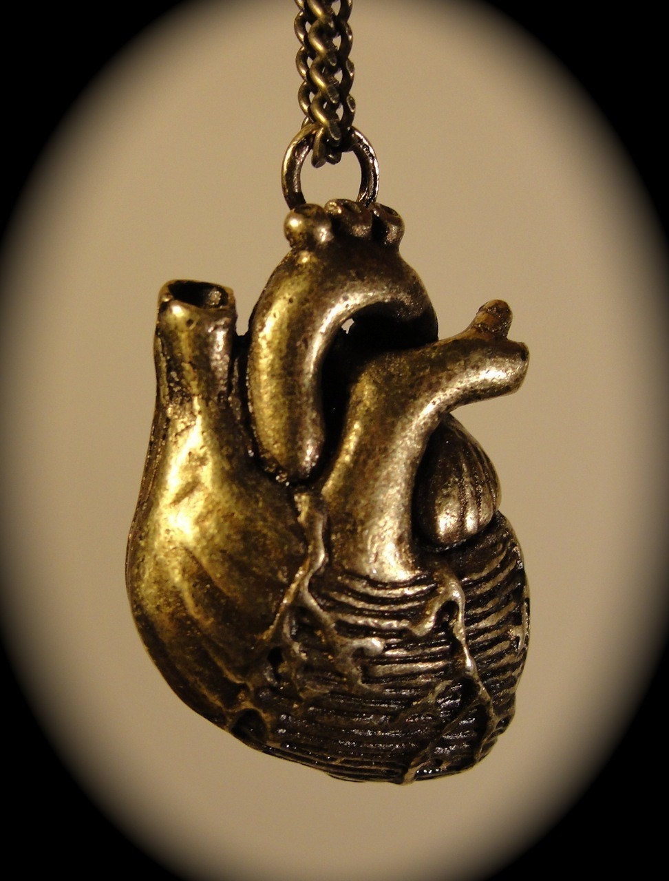 Bronze Heart Pendant anatomical heart necklace made in NYC  Blue Bayer Billyblue22