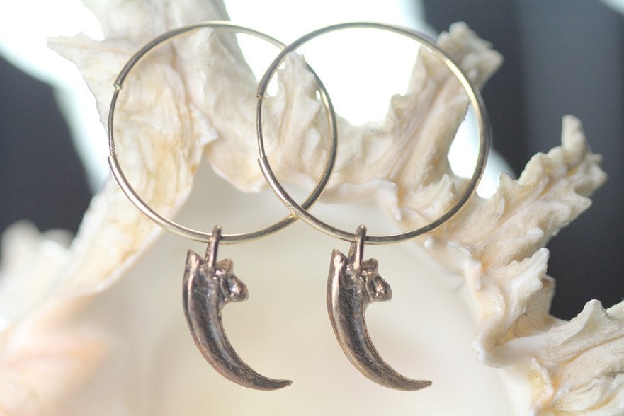 Falcon Talon Hoop Earrings (oxidized bronze on gold filled hoops) Spring 2011 Blue Bayer Design NYC