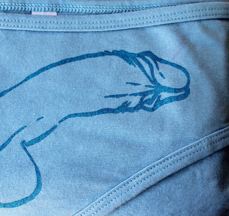 Penis Envy Panties - blue, size L (sexy, silly, punk, adult, mature)