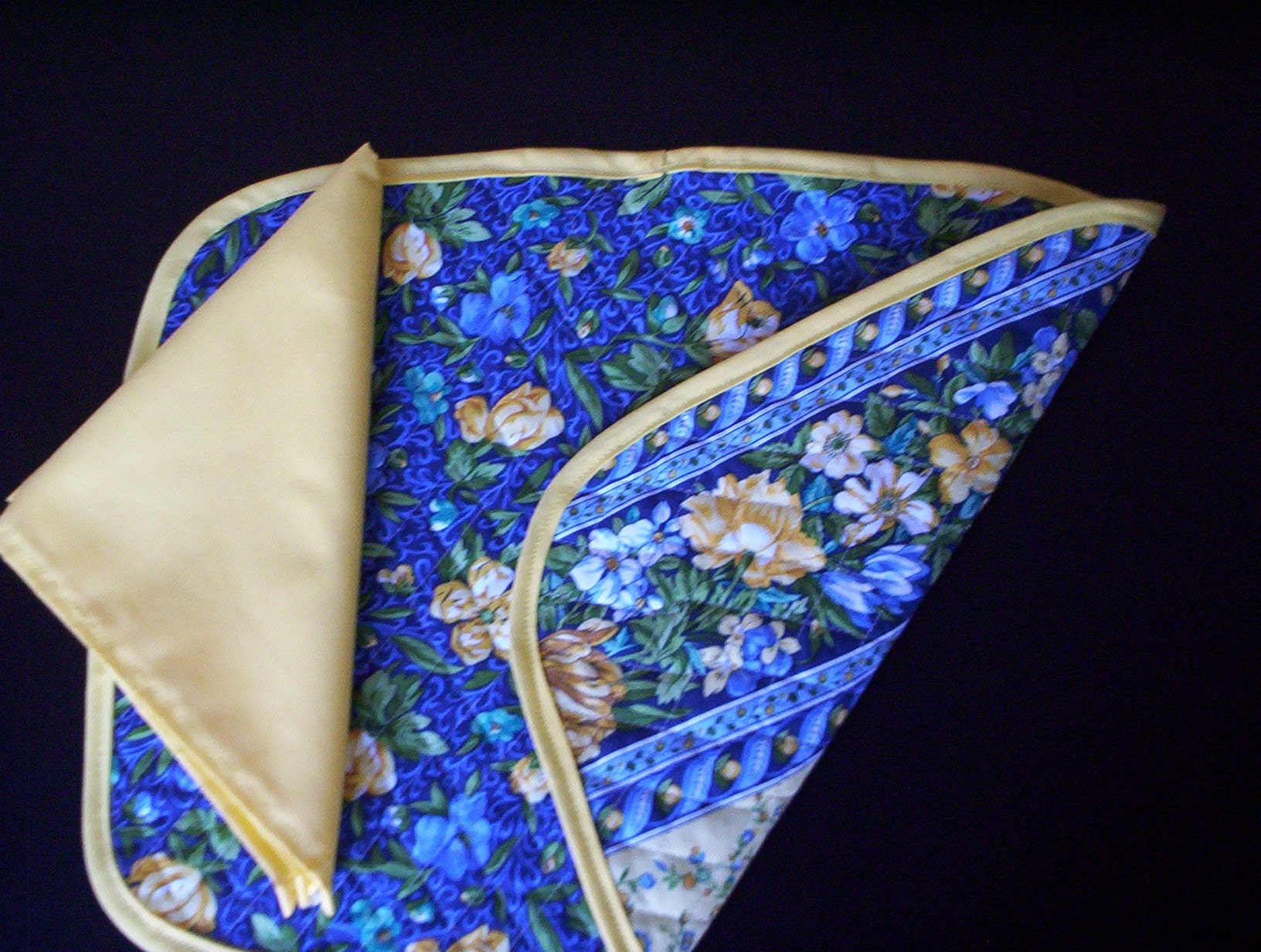 Placemats - Yellow and Blue Floral Reversible Placemats with Yellow Napkins