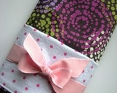 Baby Swaddle Blanket in Purple, Pink, Green, Polka Dots, Flannel Swaddling Blanket, Baby Girl Swaddling Blanket in Dots