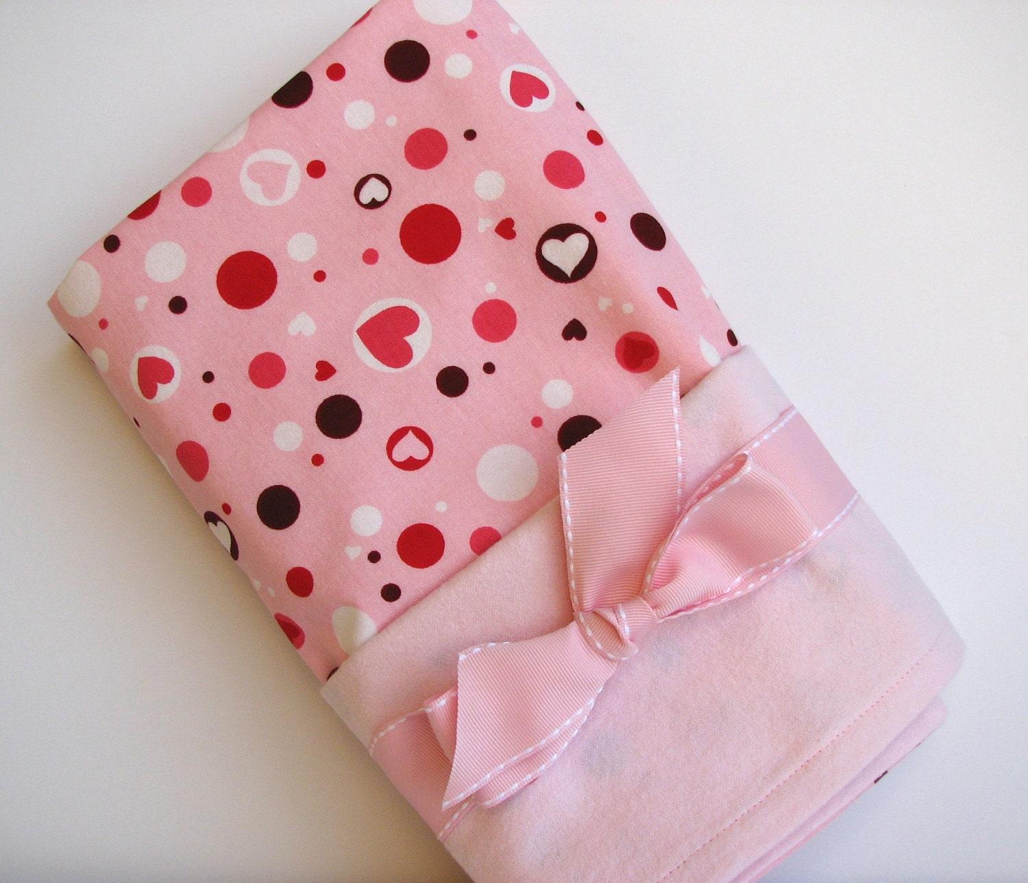 Baby Swaddle Blanket in Pink, Red, Maroon Hearts, Flannel Valentines Day Baby Blanket, Baby Girl Swaddling Blanket in Hearts and Polka Dots
