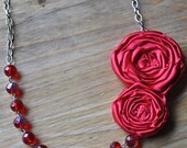 Red Rosette Flower Necklace