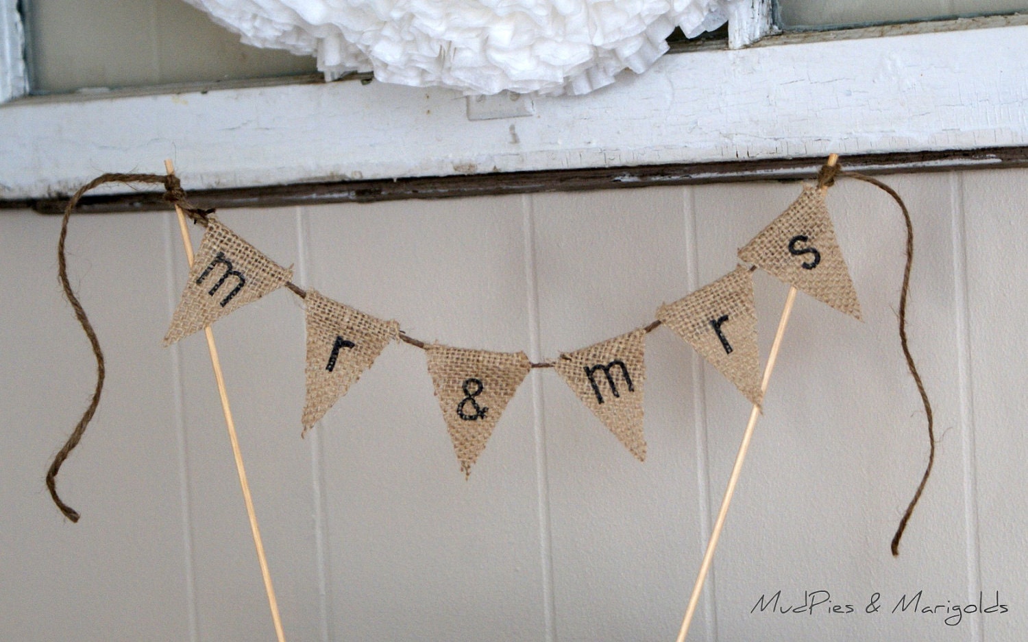 Wedding Cake Topper mr & mrs wedding cake banner