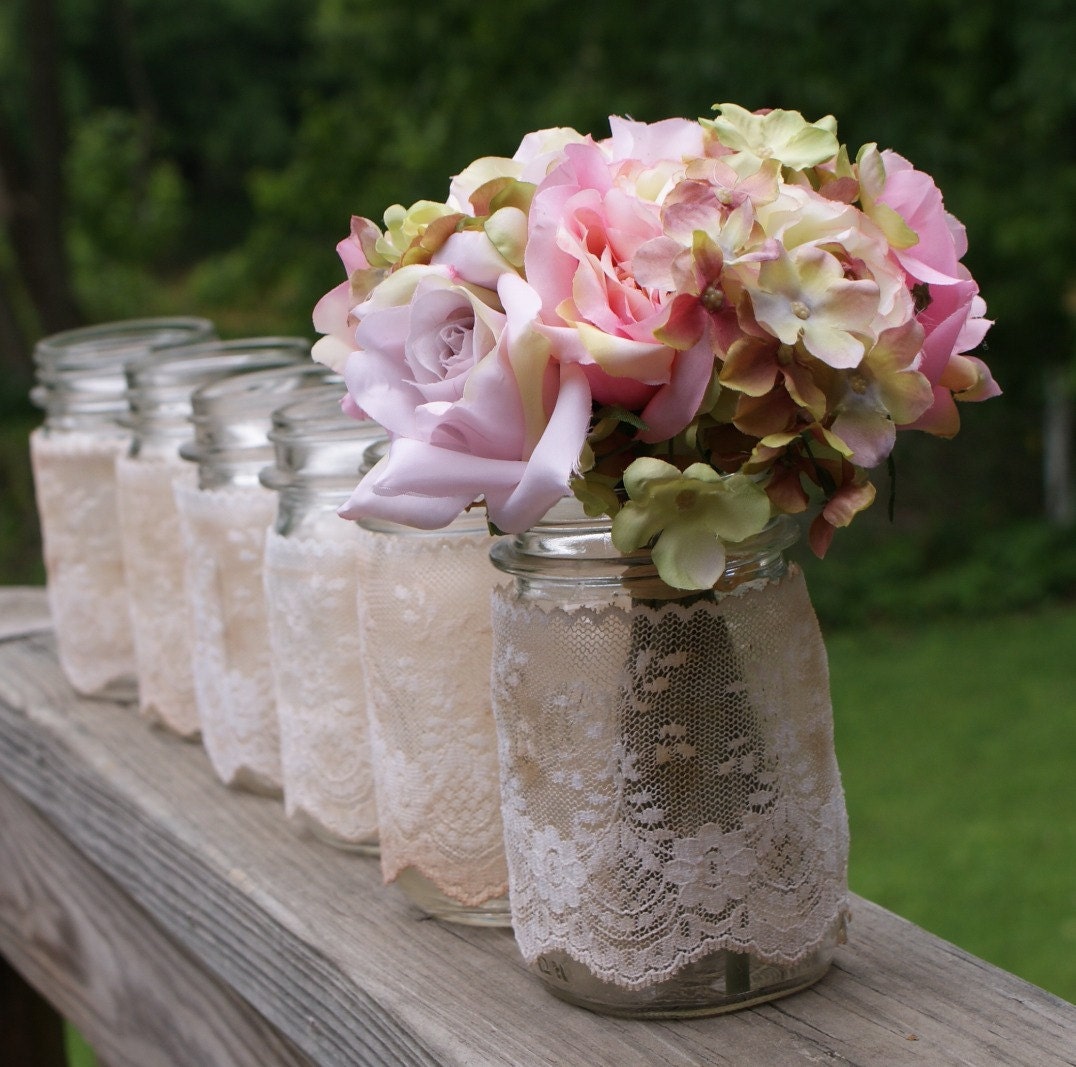 set of 6 vintage jars centerpieces vases by mudpiesandmarigolds