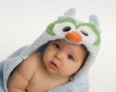 PERSONALIZED Blue Owl Hooded Towel