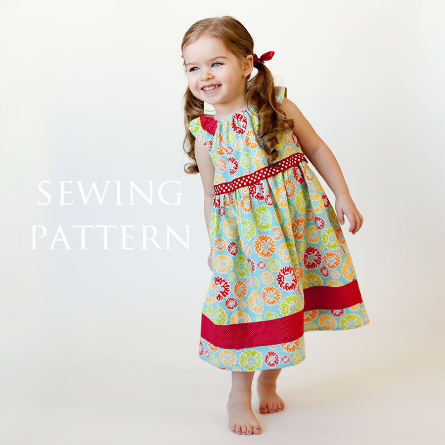 Peasant Dress Sewing Pattern, Dolls and Girls, 6m-8, Millie's Market Dress, PDF