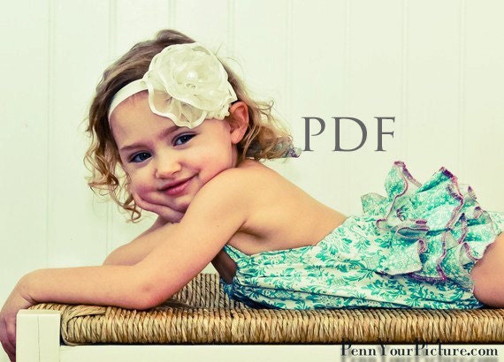 Girls Ruffled Sun Suit, Romper Sewing Pattern - PDF tutorial