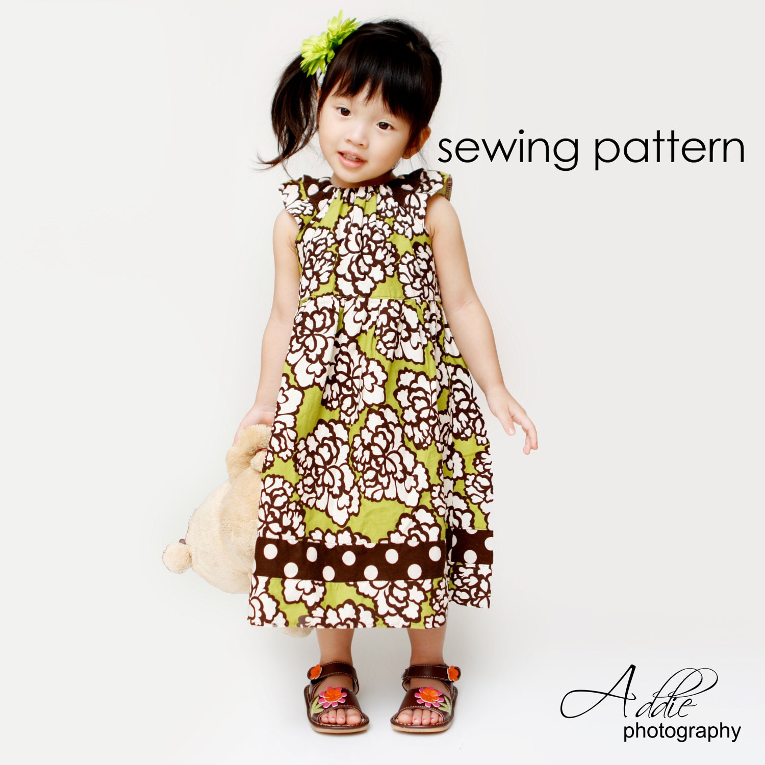 Peasant Dress Sewing Pattern, Dolls and Girls, 6m-8, Millie's Market Dress, PDF