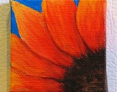 Sunflower Mini Painting Refrigerator Art Magnet original painting in acrylic in orange brown blue