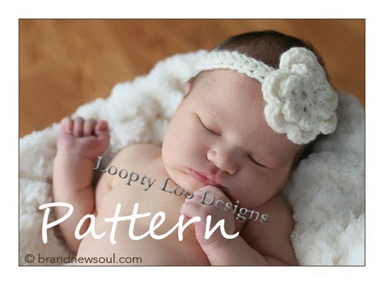 CROCHET PATTERN -Baby Girl Crocheted Flower Headband - crochet pattern flower, Crochet headband pattern