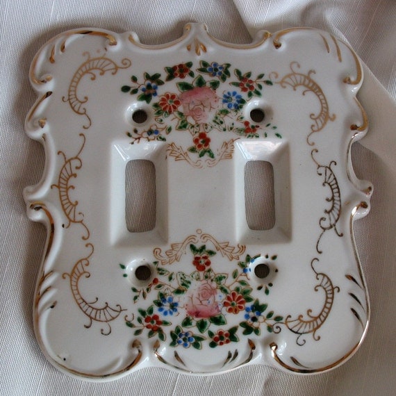 Vintage Porcelain Light Switch Cover by GoodLookinTreasures