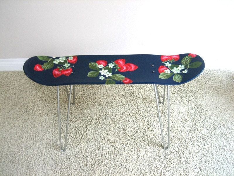 HandPainted Big Strawberry Pattern Skateboard Stool