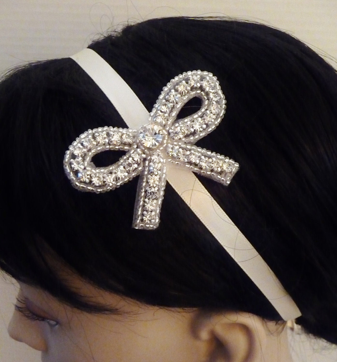 Bridal Rhinestone Headband, MILANA, Bridal Bow, Bridesmaid Headband , Flower Girl Headband, Crystal Headband, Bridal Headband