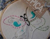 Beginner Embroidery Kit Butterfly Pattern, learn how to embroider stitch guide, embroidery hoop, embroidery floss, needle in drawstring bag
