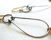 white freshwater pearl teardrops on 14k filled gold oxidized sterling silver handmade oval drops - rustic white earrings