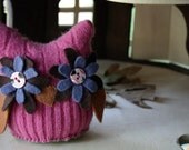 felted plush owl, handmade, upcycled, eco-friendly FREE SHIPPING