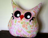 Owl Pillow, owl plush, stuffed owl, decorative pillow, handmade owl