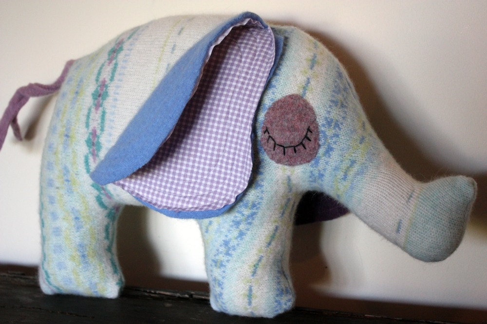 handmade elephant stuffed animal, plush, pillow