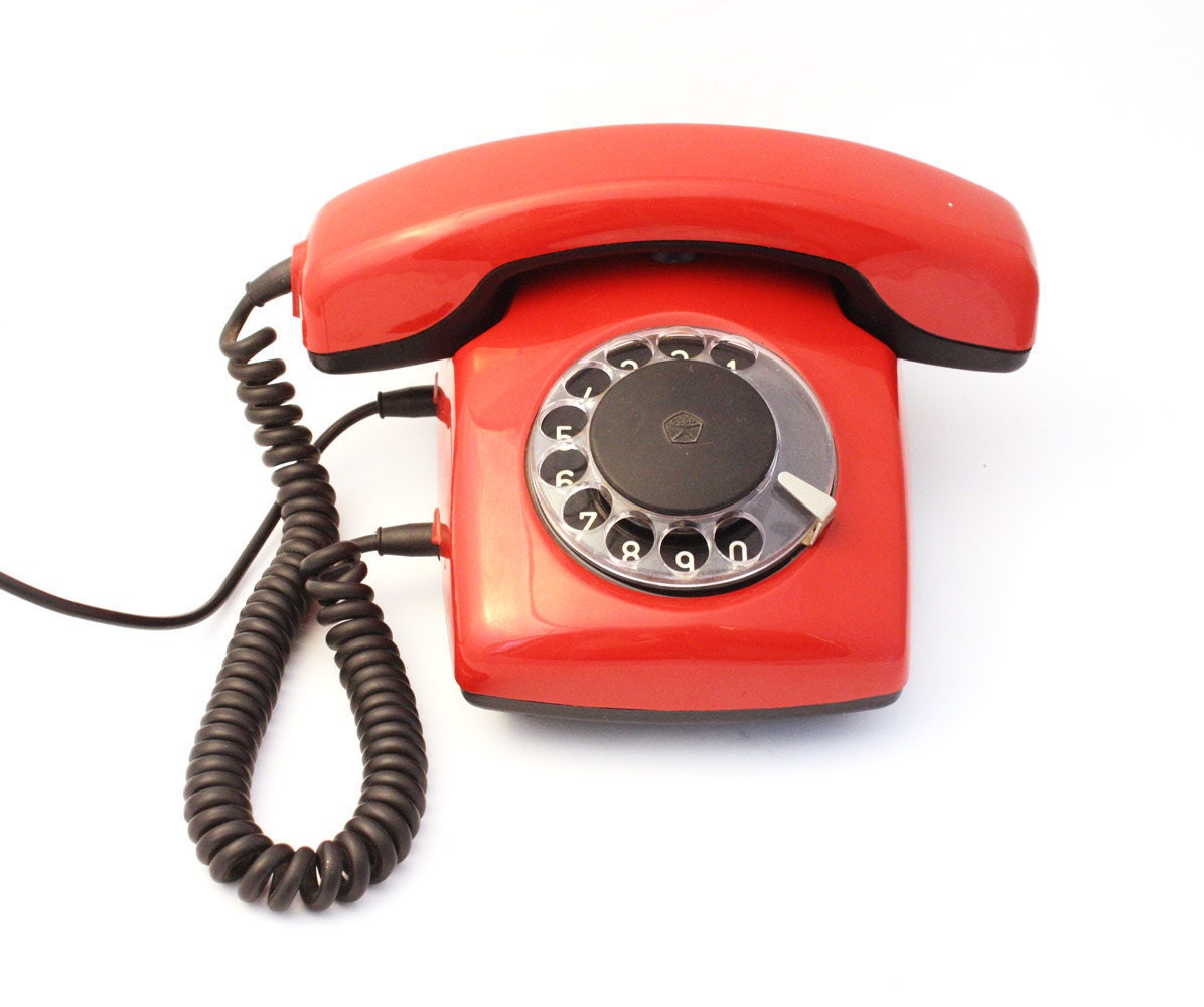Vintage red rotary phone