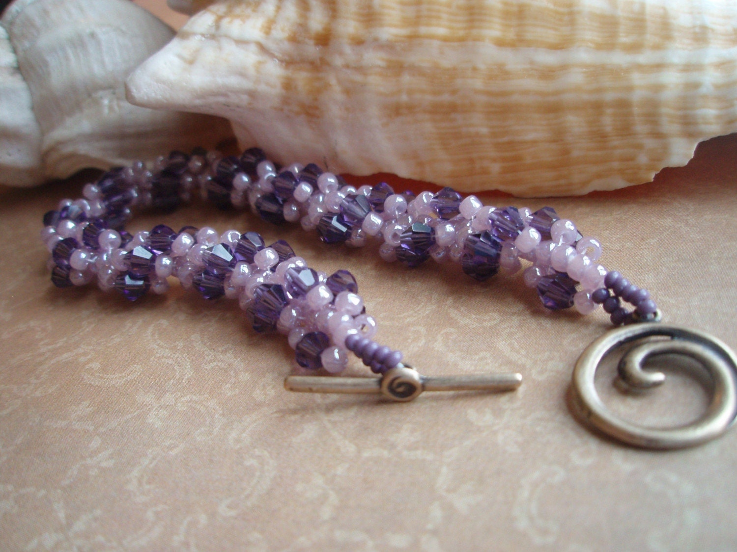 Beaded Bracelet - Purple Helix