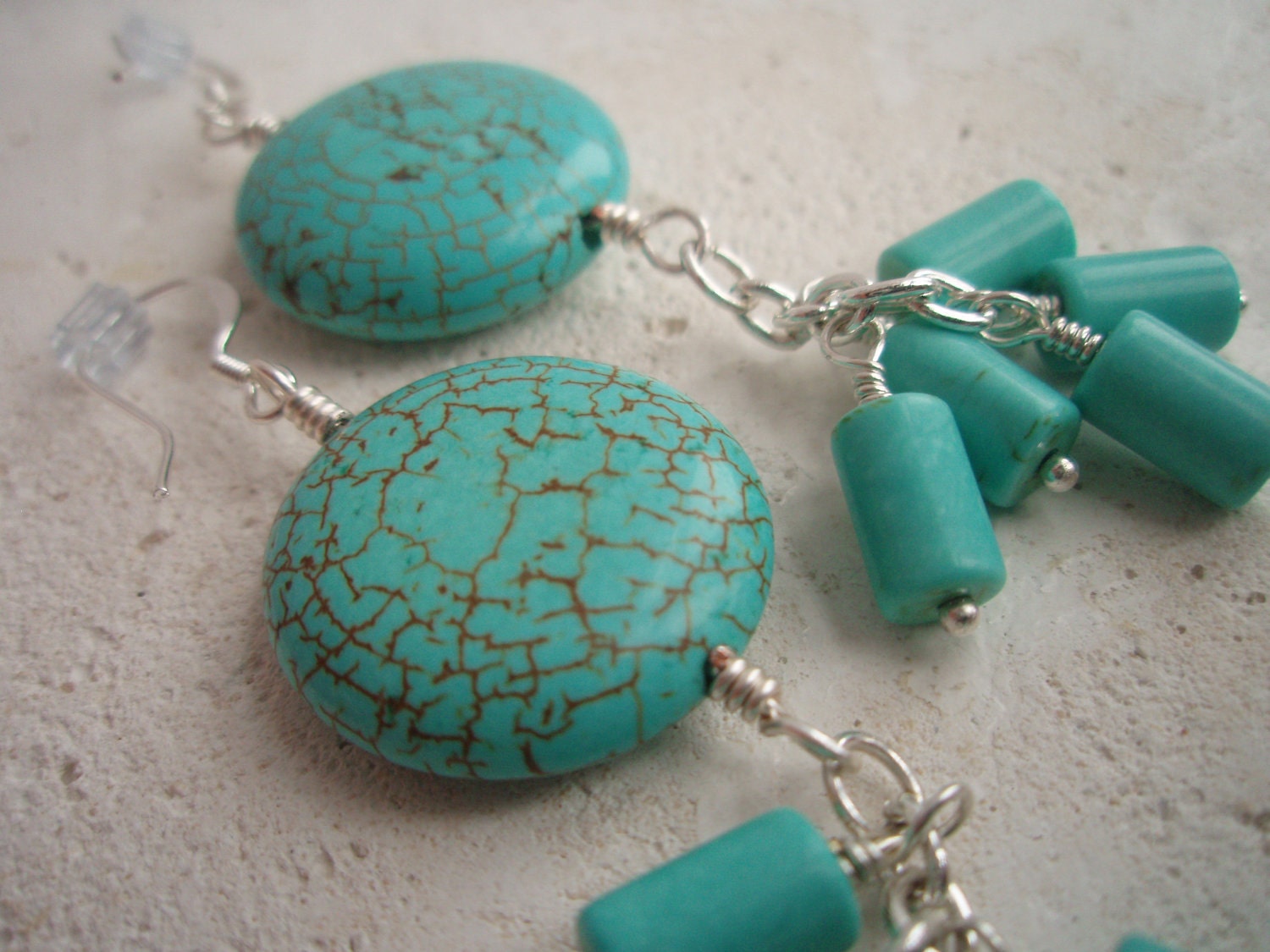 Turquoise Silver Dangle Earrings
