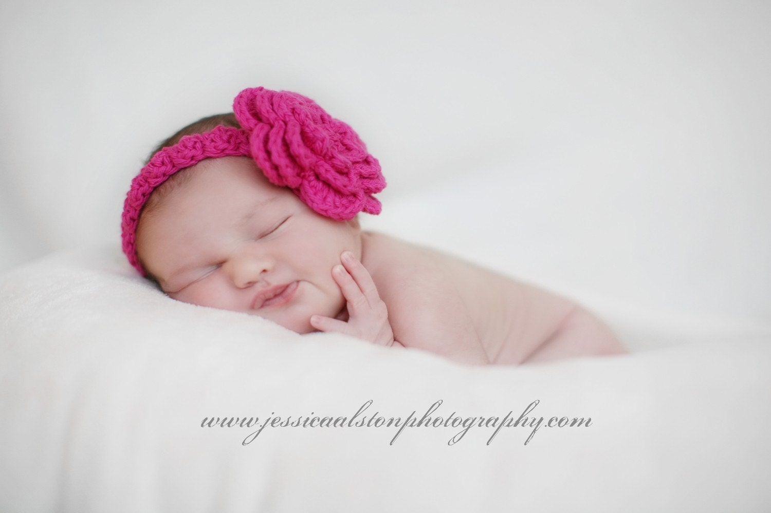 Headband with a Felicity flower clip in Hot Pink