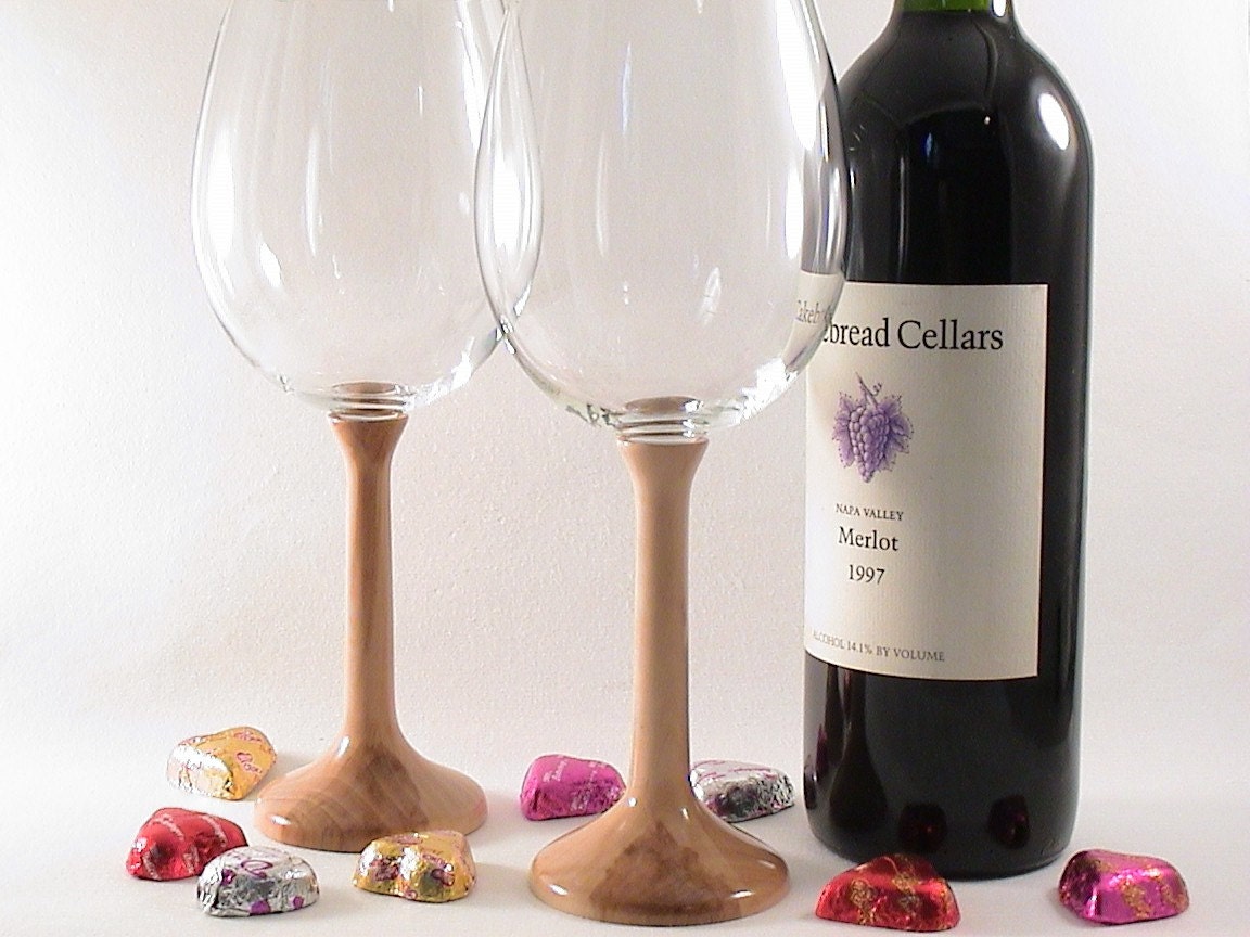 Apple Wood Stem Wine Glasses by BlackHillsOrigins on Etsy
