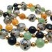 Vintage Bead Necklace with Cloisonne Beads, Jade Green Beads and Orange & Black Glass Beads