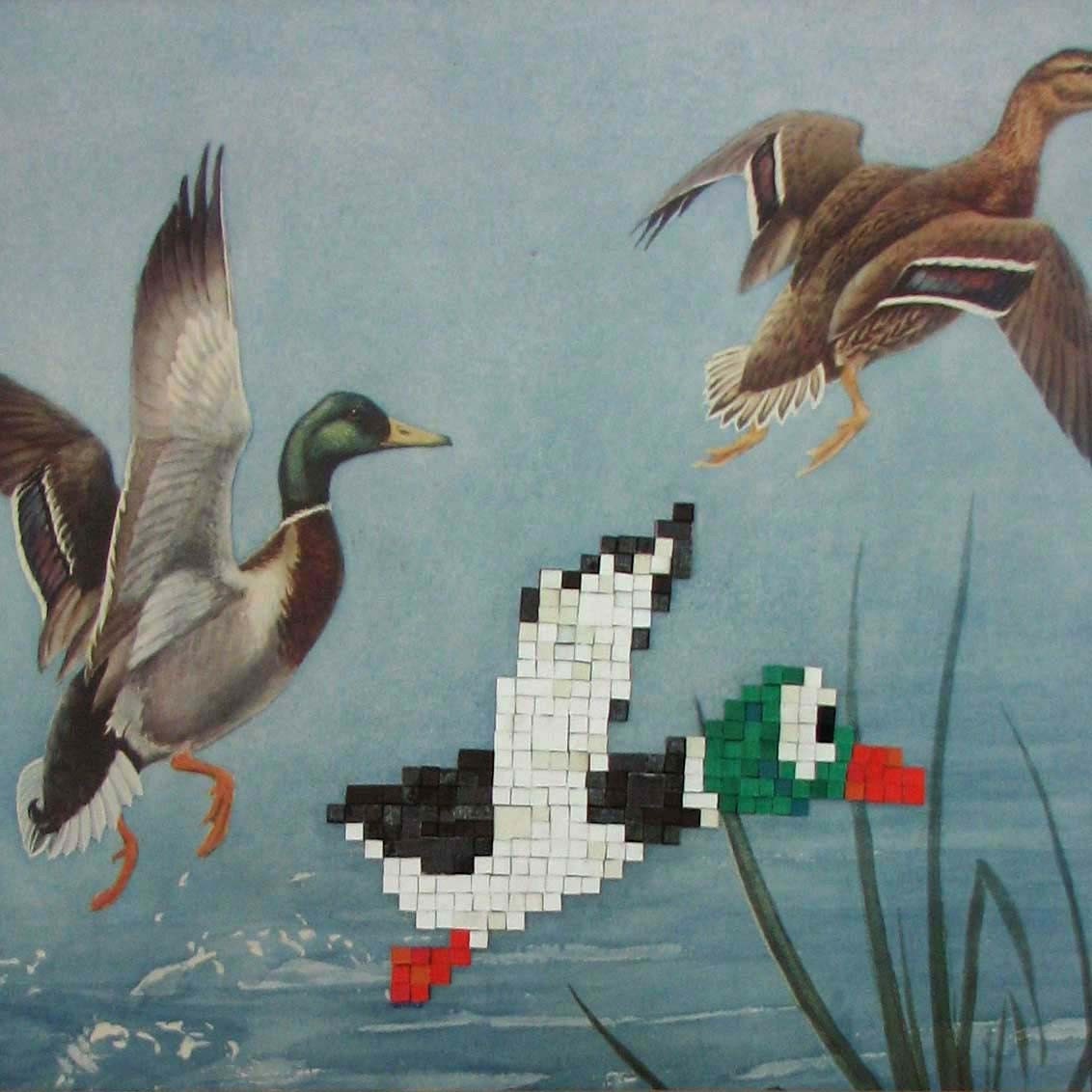 Recycled Book and Vintage Print 8-bit Art - Duck Hunt
