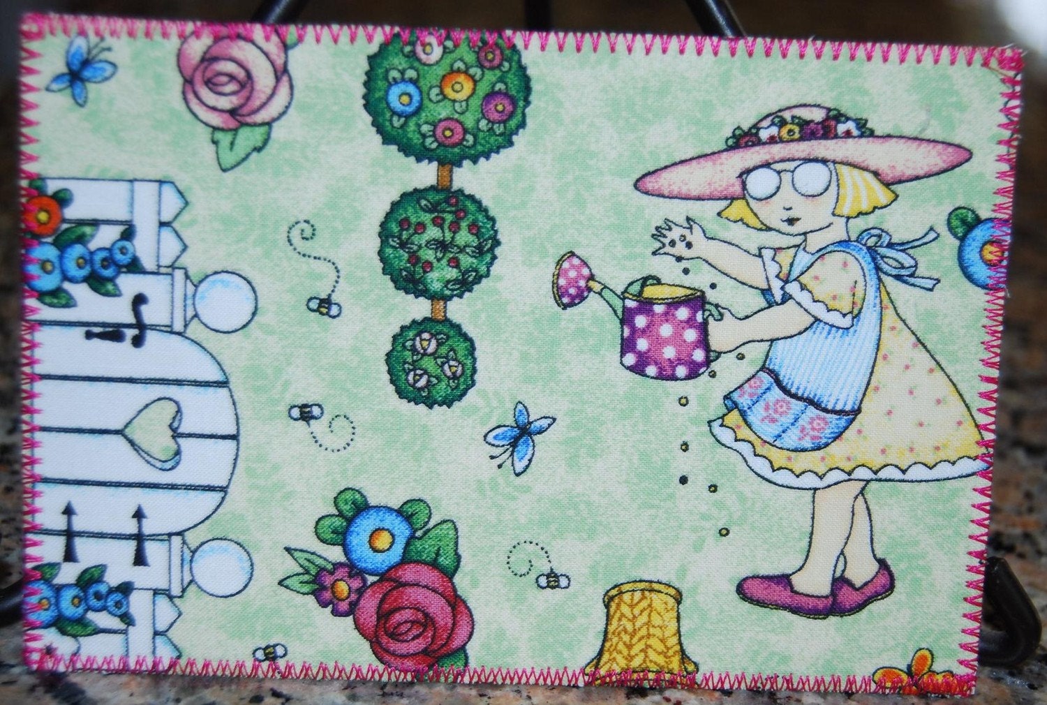 Fabric Postcard Little Girl