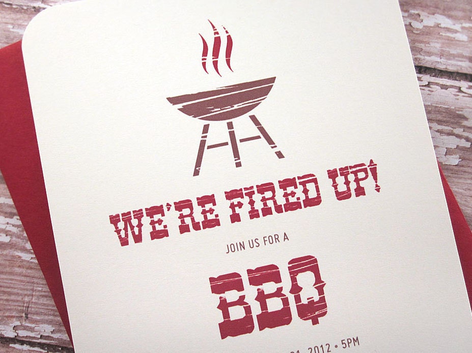 We're Fired Up - BBQ Party Invitations 12PK