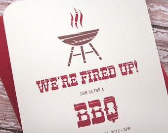 We're Fired Up - BBQ Party Invitations 12PK