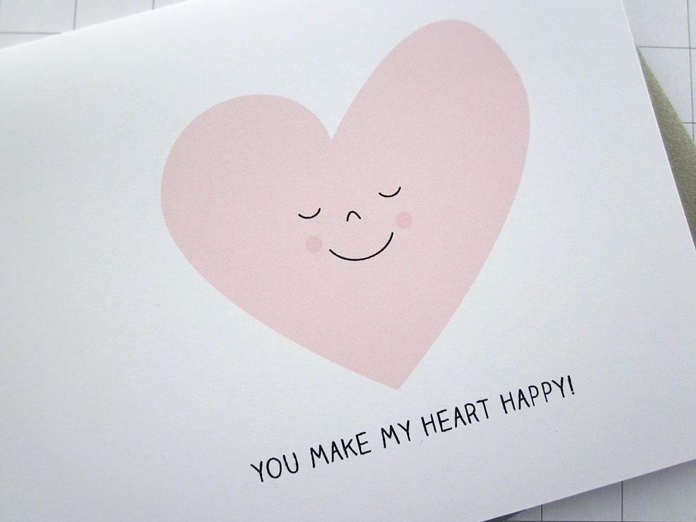 You Make My Heart Happy Card by monkeymindesign on Etsy