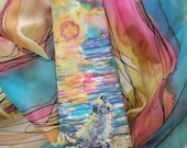 Set of hand painted silk tie and matching silk scarf made to order