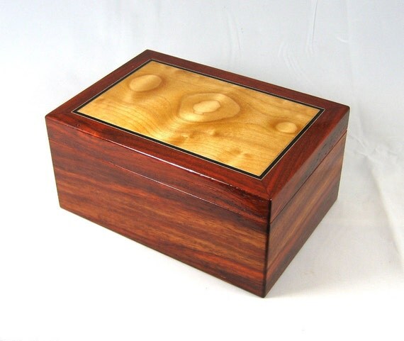 wood stash box Quilted Maple on Padauk by KnotheadsWoodshed