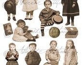 Instant Download Youngsters Old Photo Tinprints Steam Punk Steampunk Digital Collage Sheet  Download