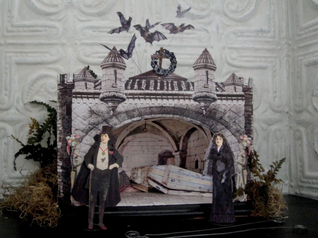 The Counts Castle Theater 6 Sheets Dracula Halloween Marie Antoinette Puppet Articulated Paper Doll Digital Collage Sheet Download Model Toy